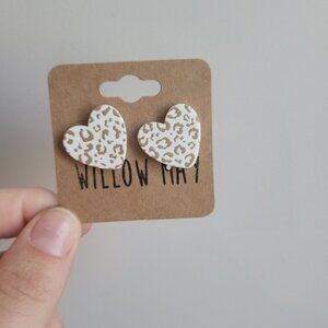 Willow May White and Cream Heart Stud Earrings
